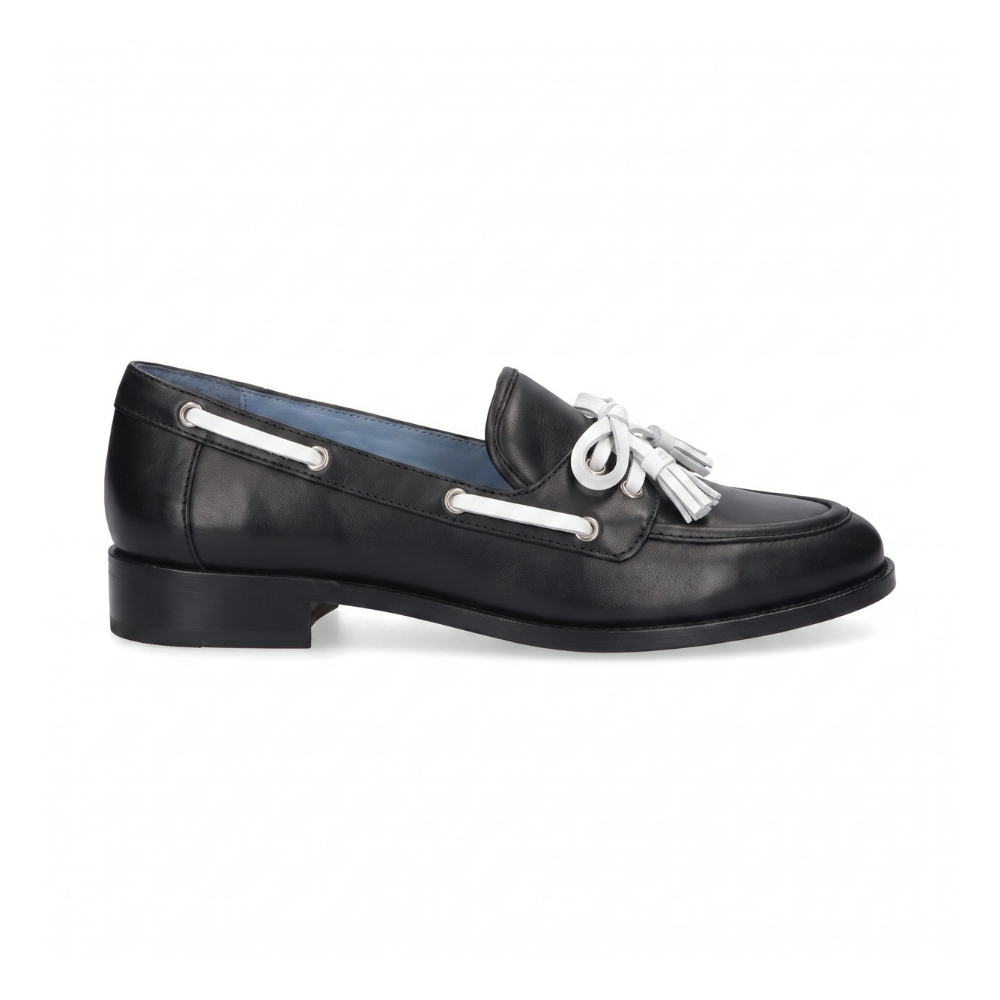 Penny Loafer Paris Couro Preto e Branco
