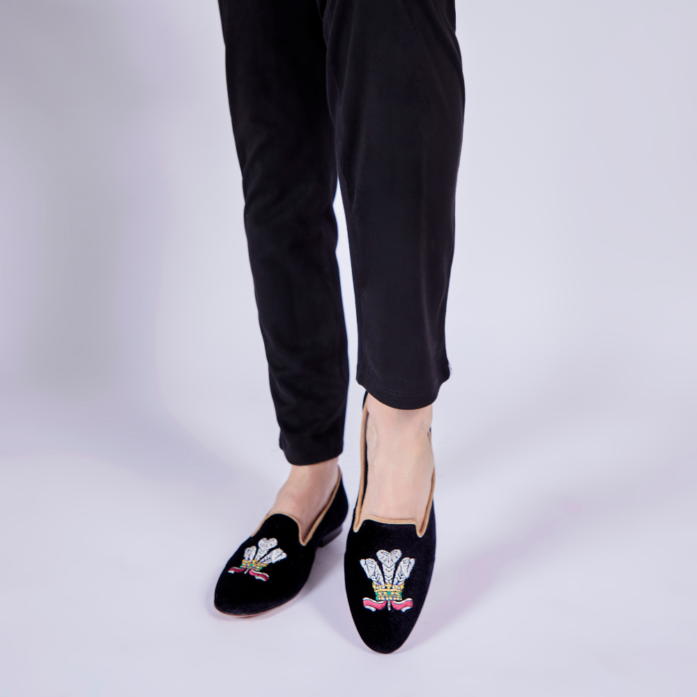 Loafer Cocar Veludo Preto