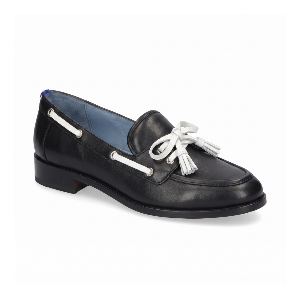 Penny Loafer Paris Couro Preto e Branco