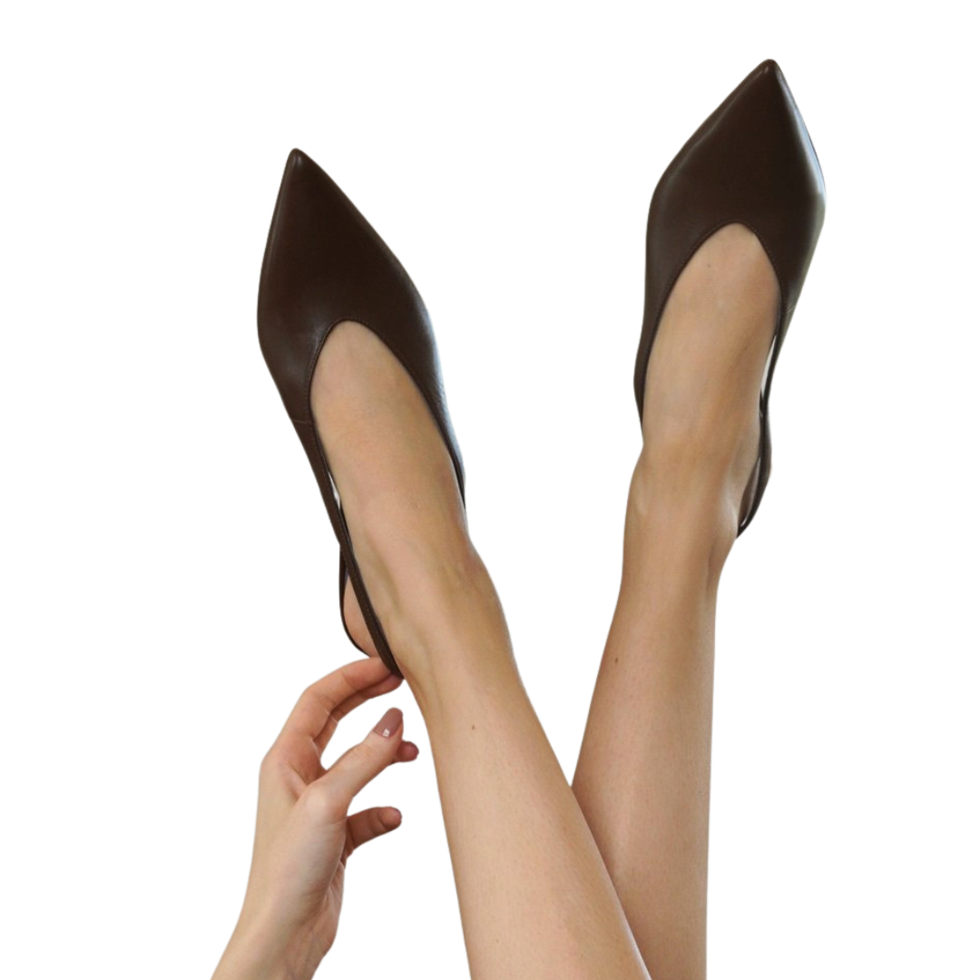 Slingback Basic Couro Chocolate
