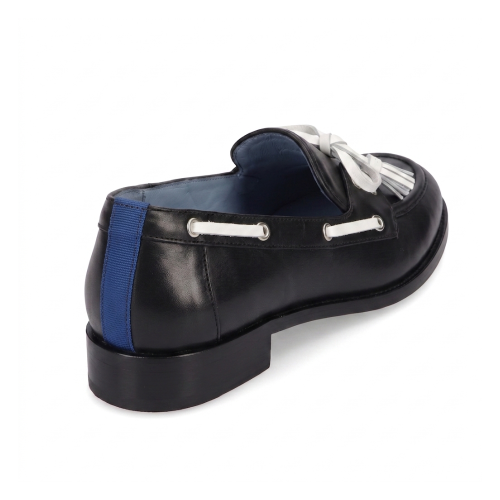 Penny Loafer Paris Couro Preto e Branco