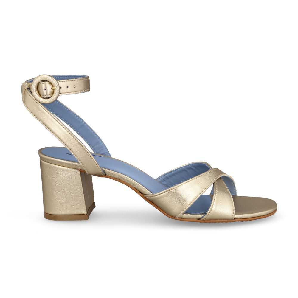 Sandalia Cross Couro Ouro