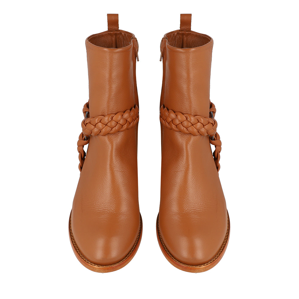 Bota Braids Couro Caramelo