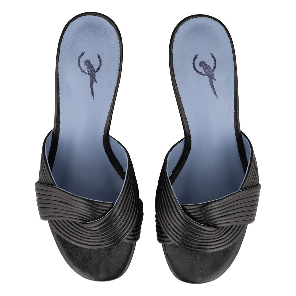 Mule Flair Couro Preto