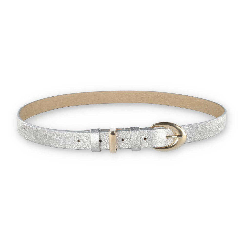 Cinto Classic Couro Prata