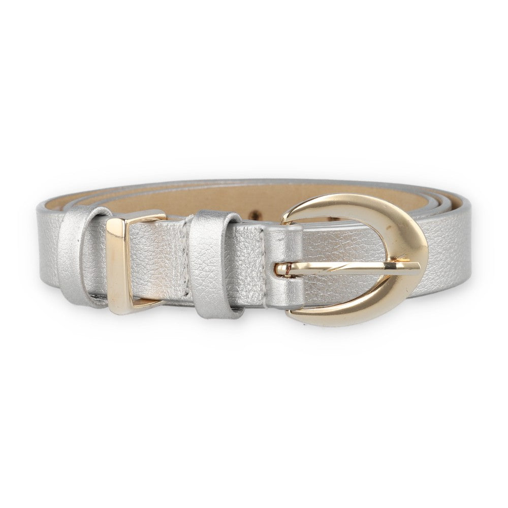 Cinto Classic Couro Prata