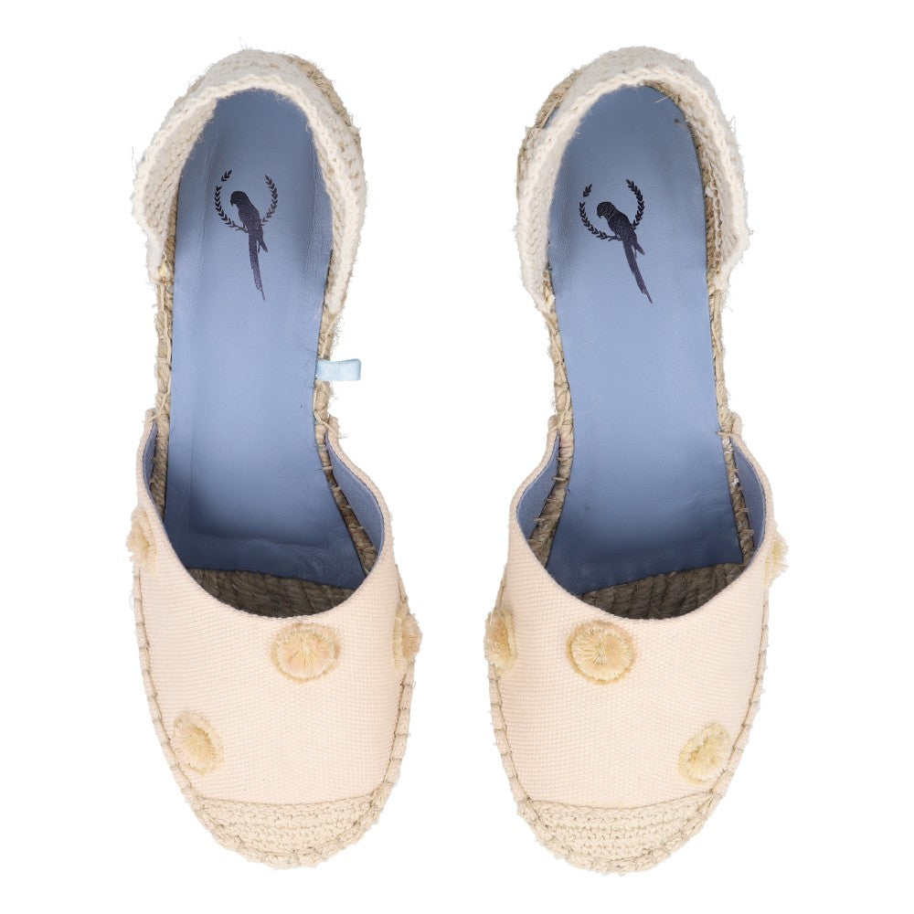 Espadrille Anabela Pompom Off White