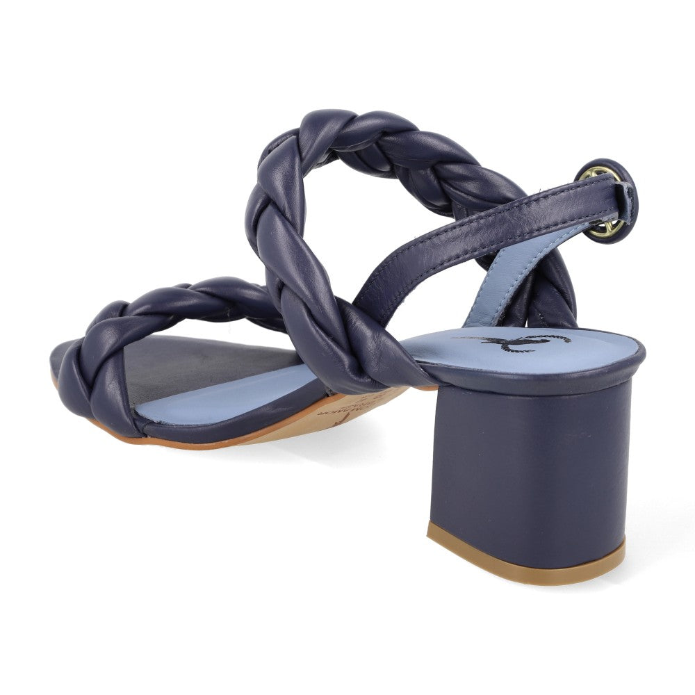 Sandália Braids Couro Azul Marinho