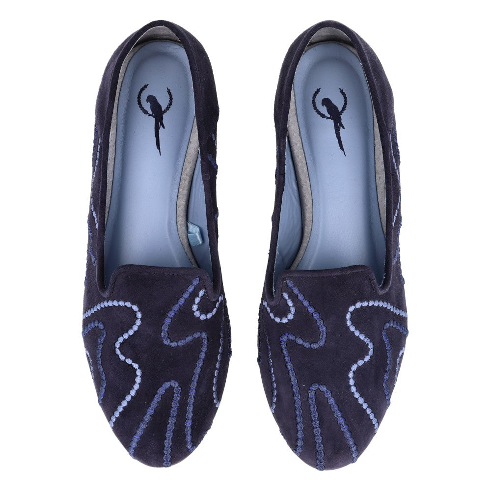 Loafer Slip Waves Camurça Marinho