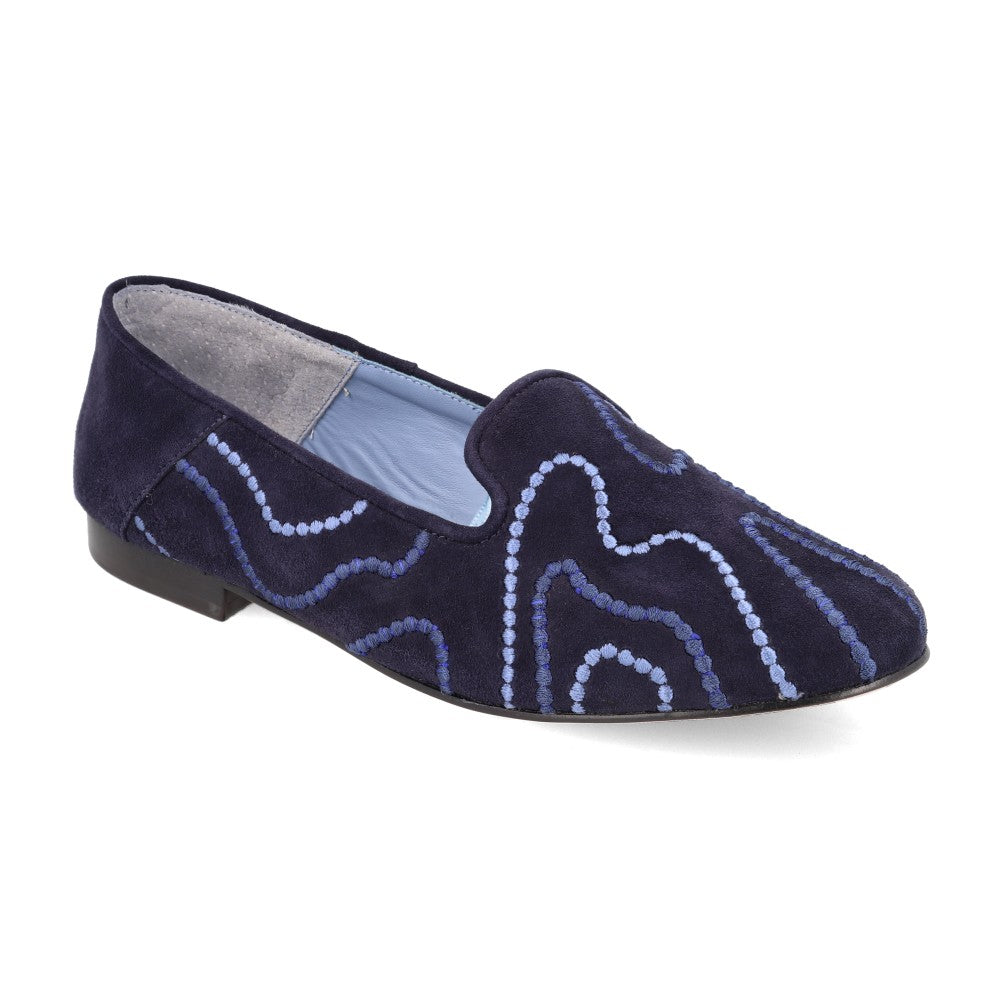 Loafer Slip Waves Camurça Marinho
