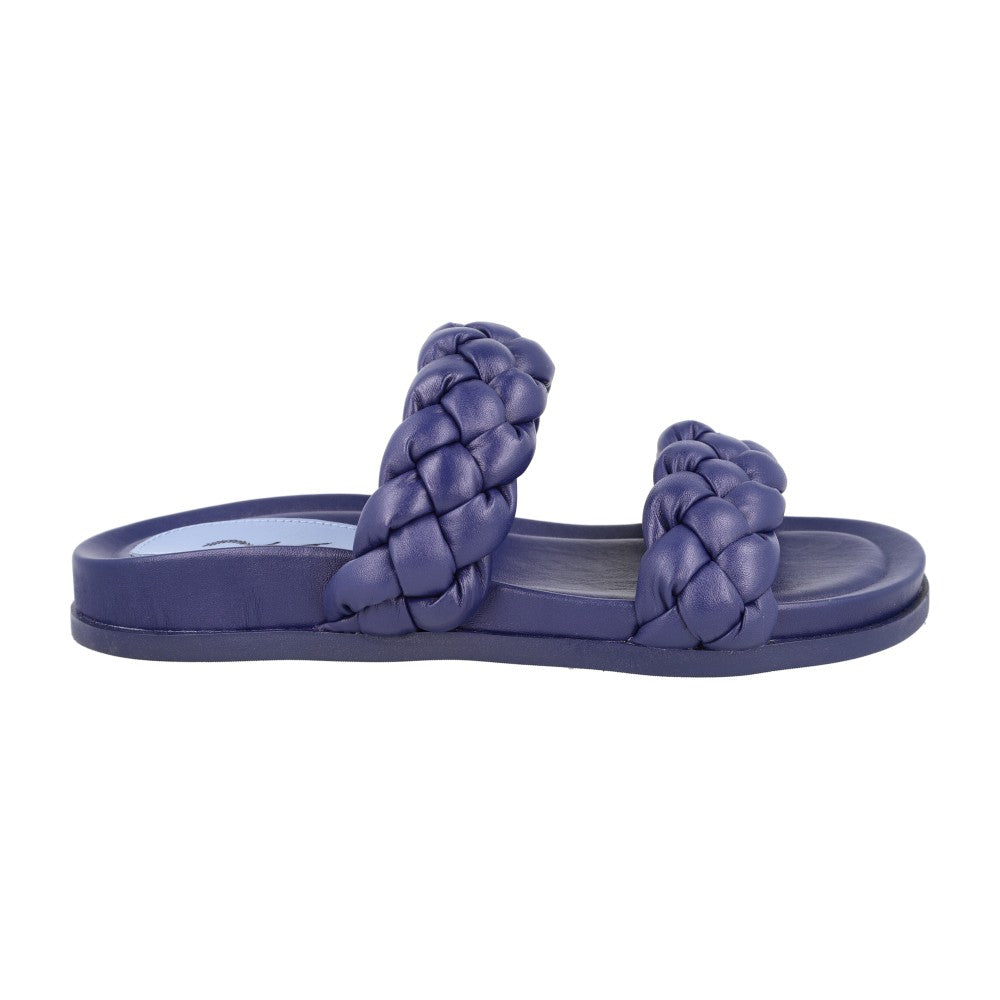 Slider Trançada Couro Navy