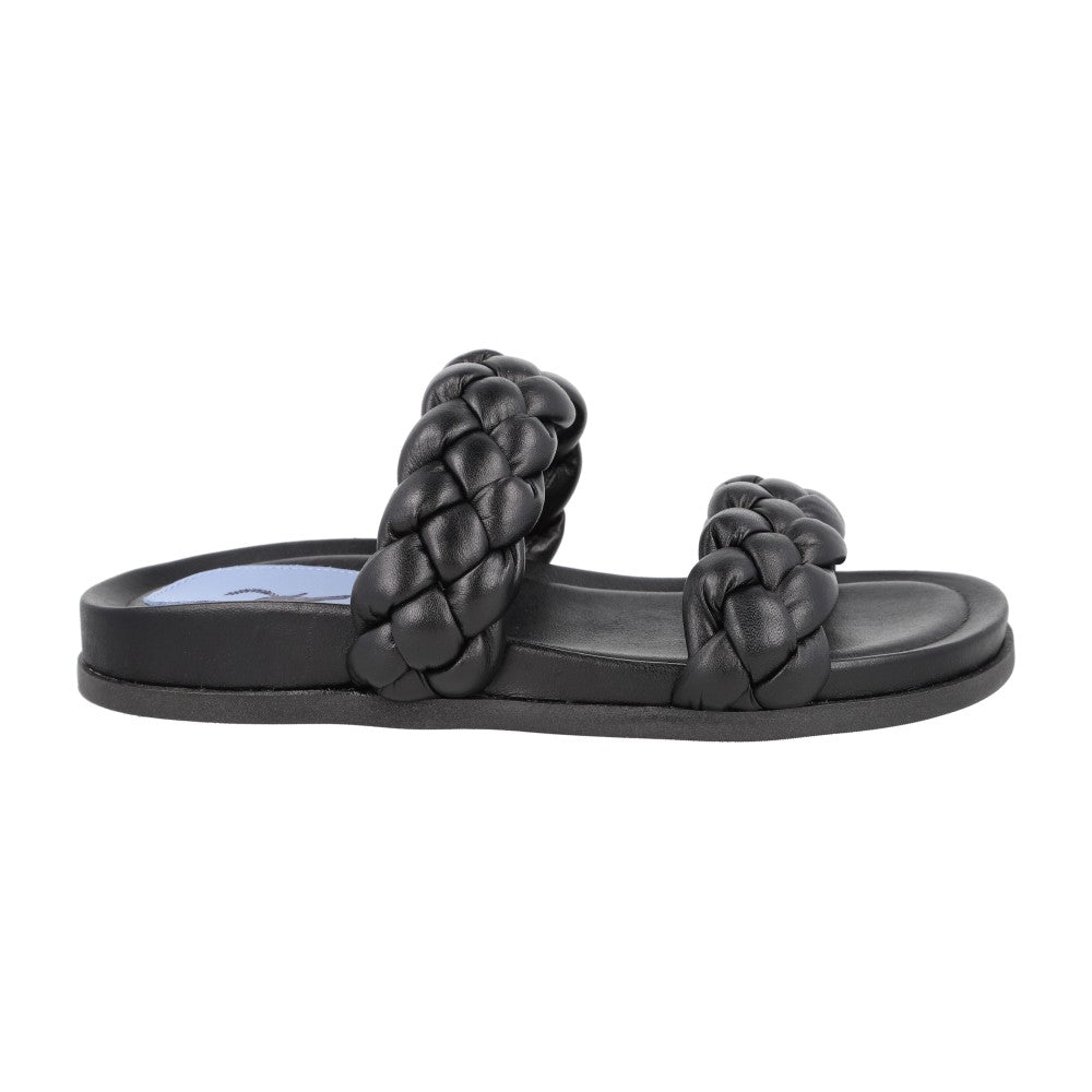 Slider Trançada Couro Preto