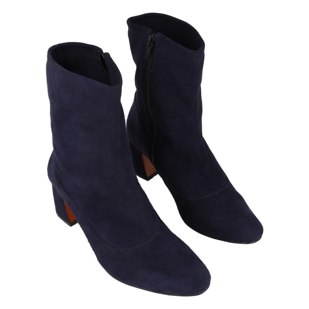 Bota Slim Camurça Azul Marinho