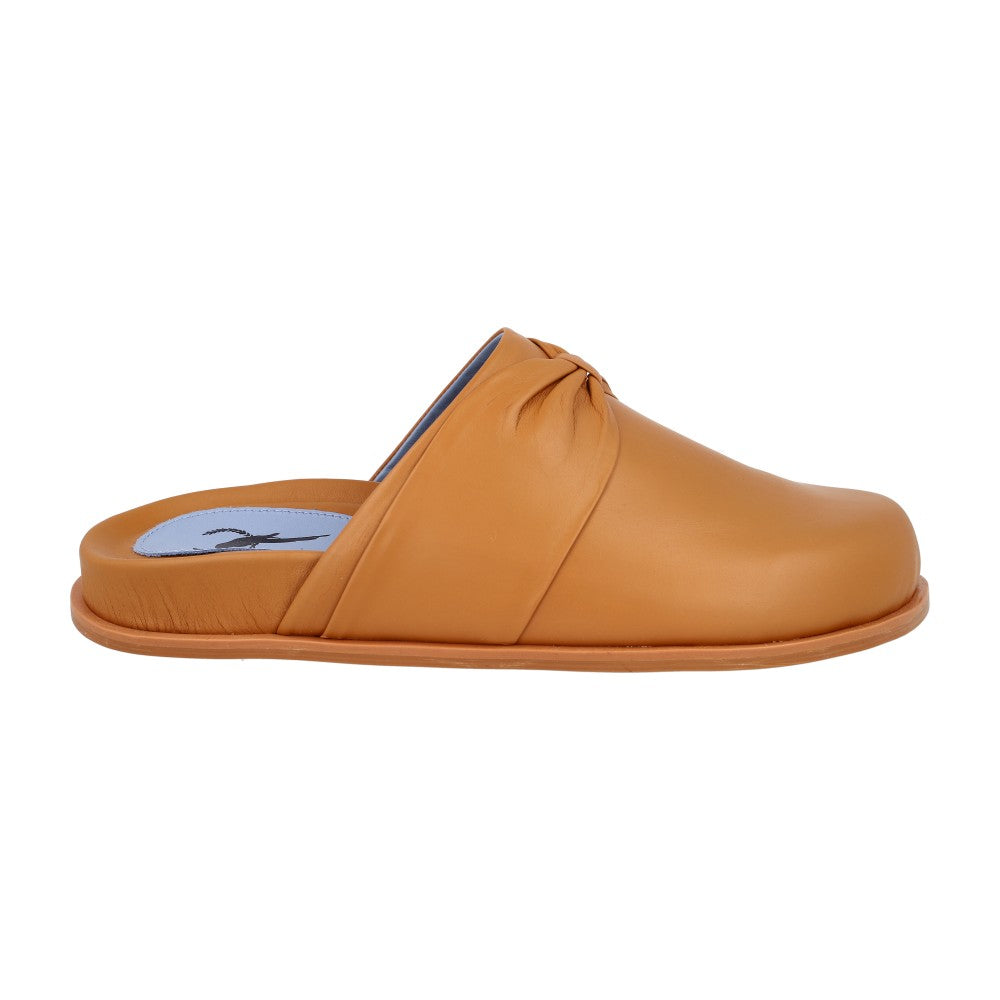 Clog Lace Couro Conhaque