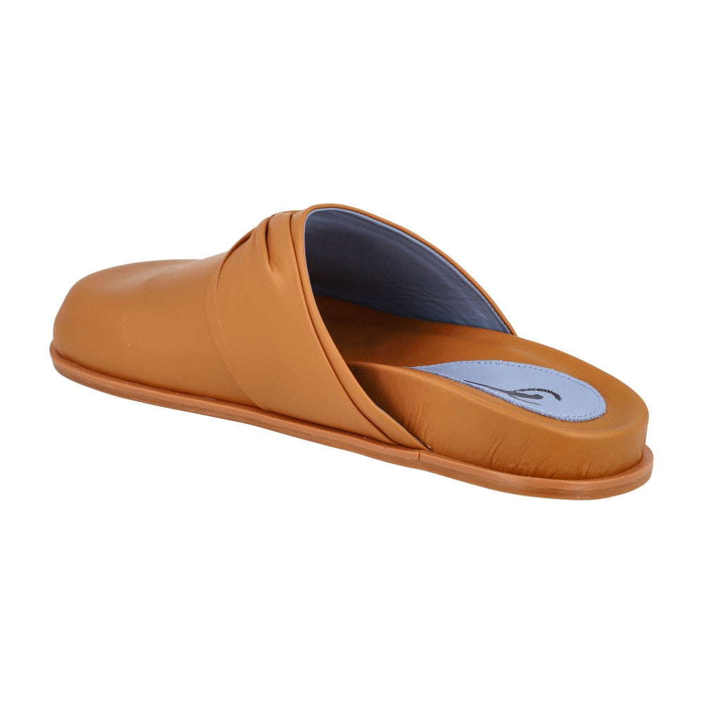 Clog Lace Couro Conhaque