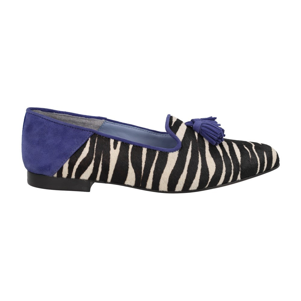 Loafer Slip Pelo Zebra Azul