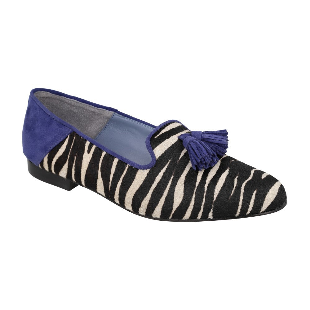 Loafer Slip Pelo Zebra Azul