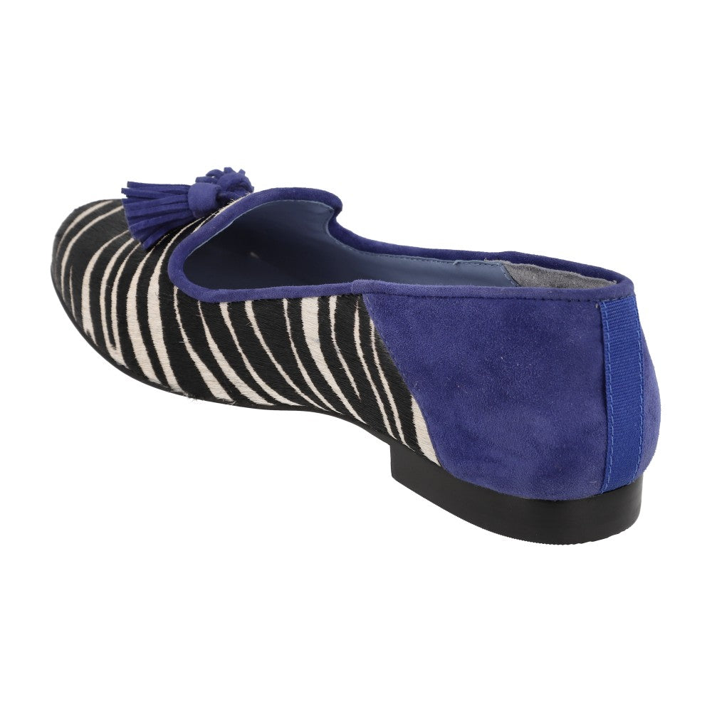 Loafer Slip Pelo Zebra Azul
