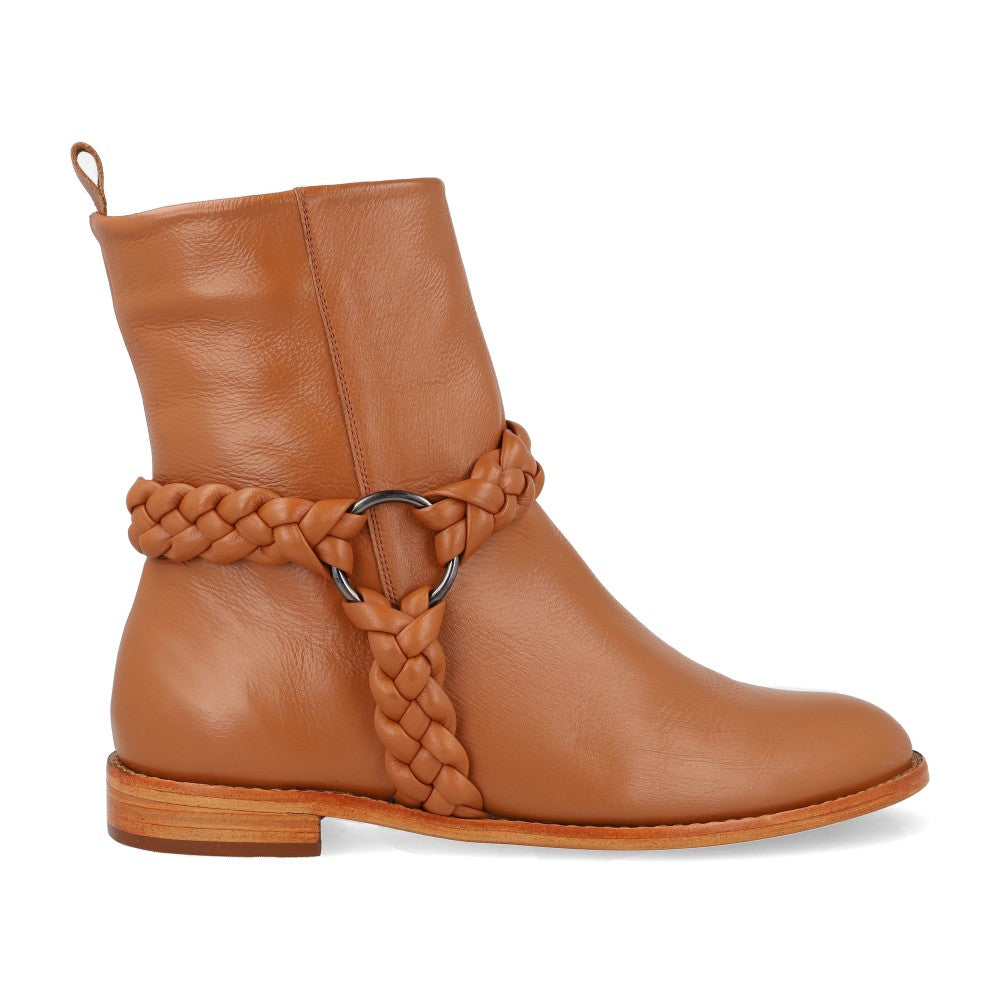 Bota Braids Couro Caramelo