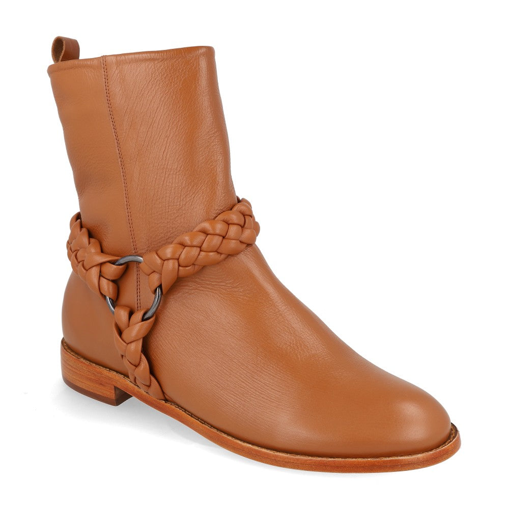 Bota Braids Couro Caramelo