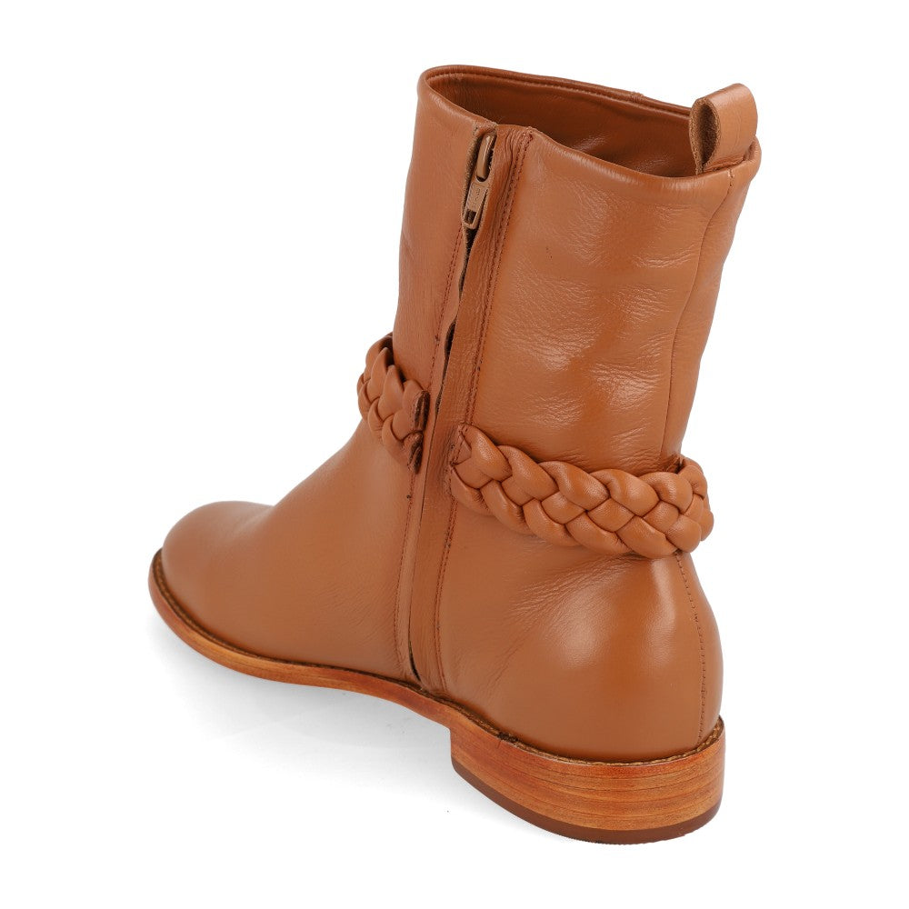 Bota Braids Couro Caramelo