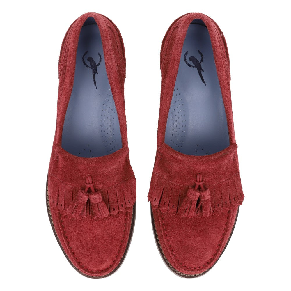 Penny Loafer Boho Tassel Camurça Bordô