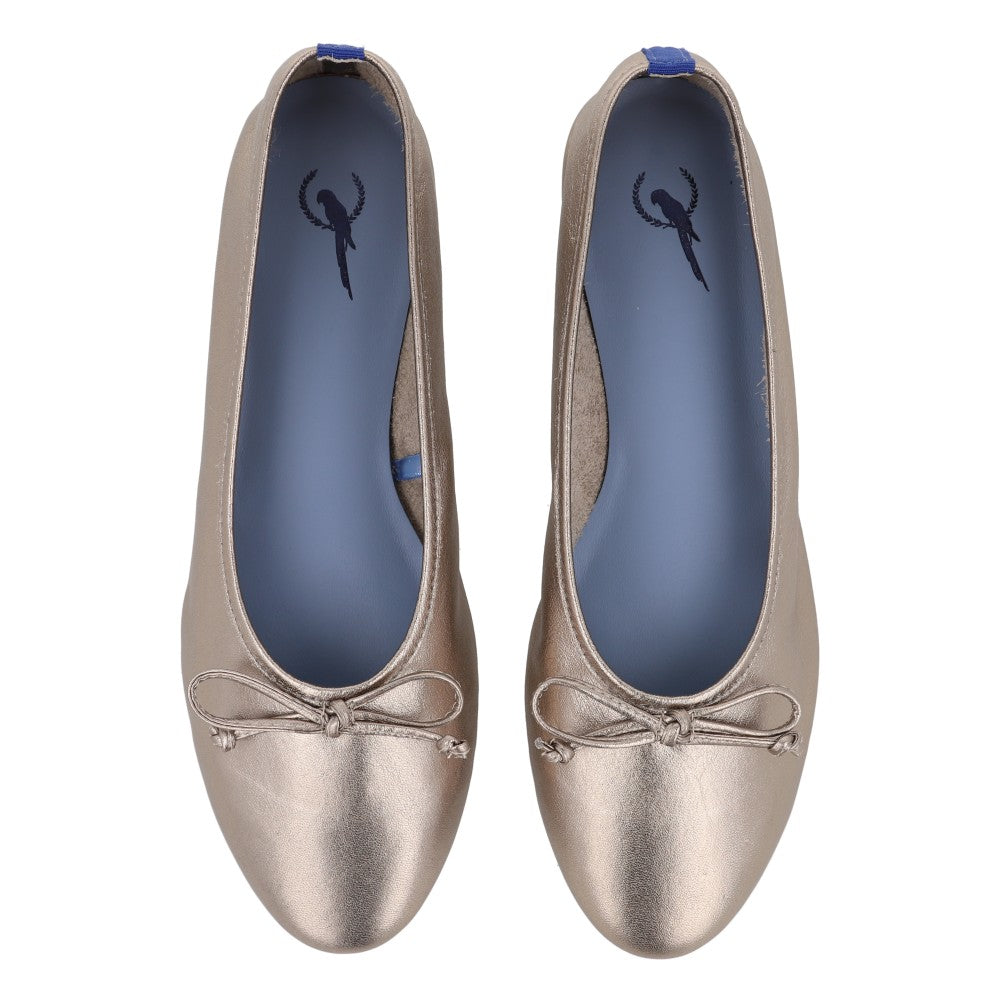 Sapatilha Slip Couro Metalizado Pewter