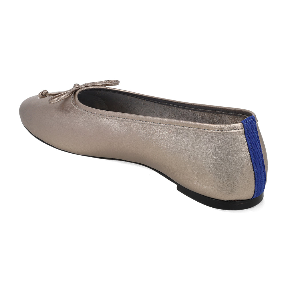 Sapatilha Slip Couro Metalizado Pewter