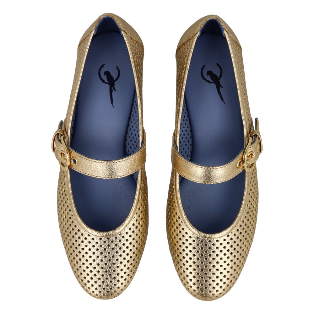 Sapatilha Saudade Couro Metalizado Ouro