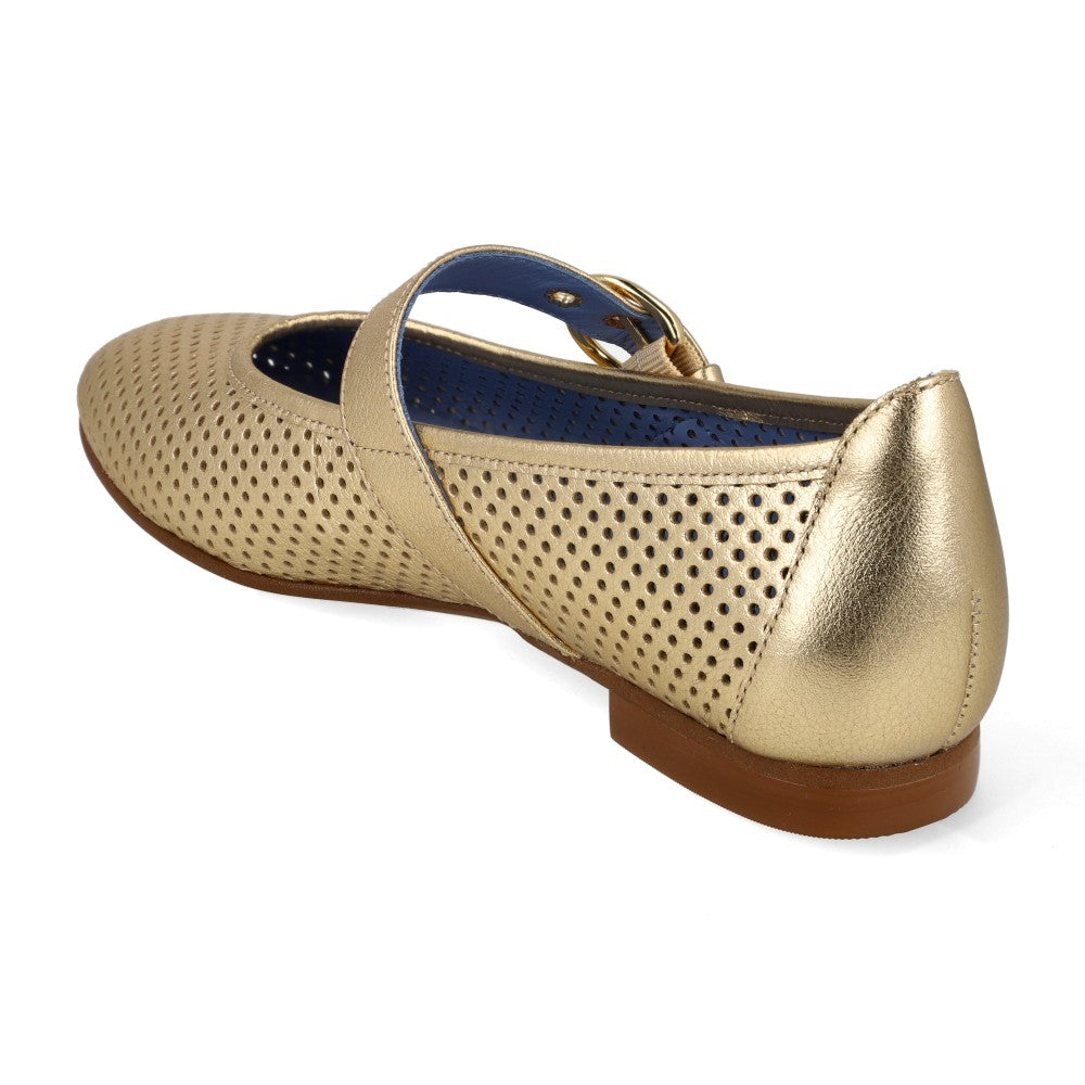 Sapatilha Saudade Couro Metalizado Ouro