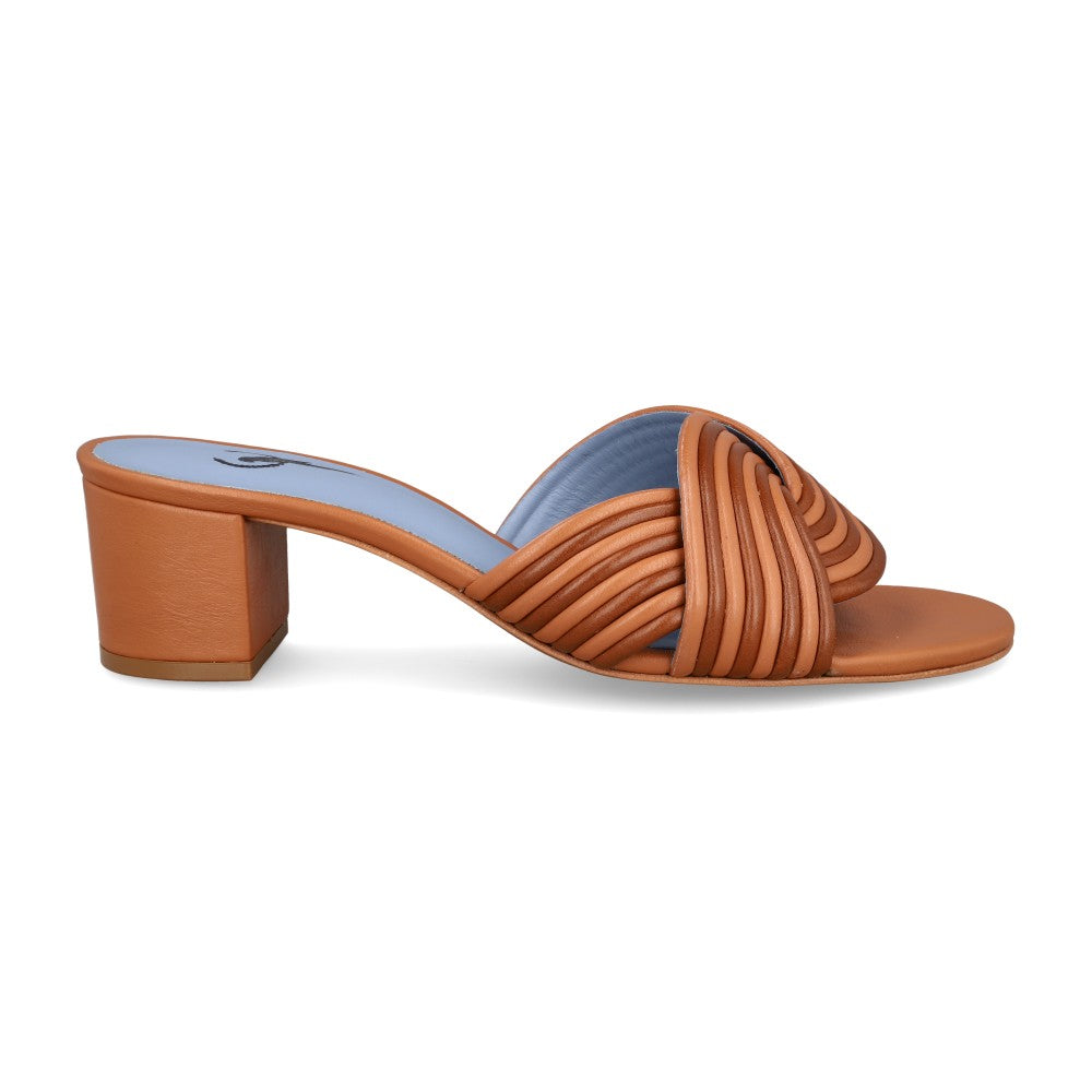 Mule Flair Couro Caramelo