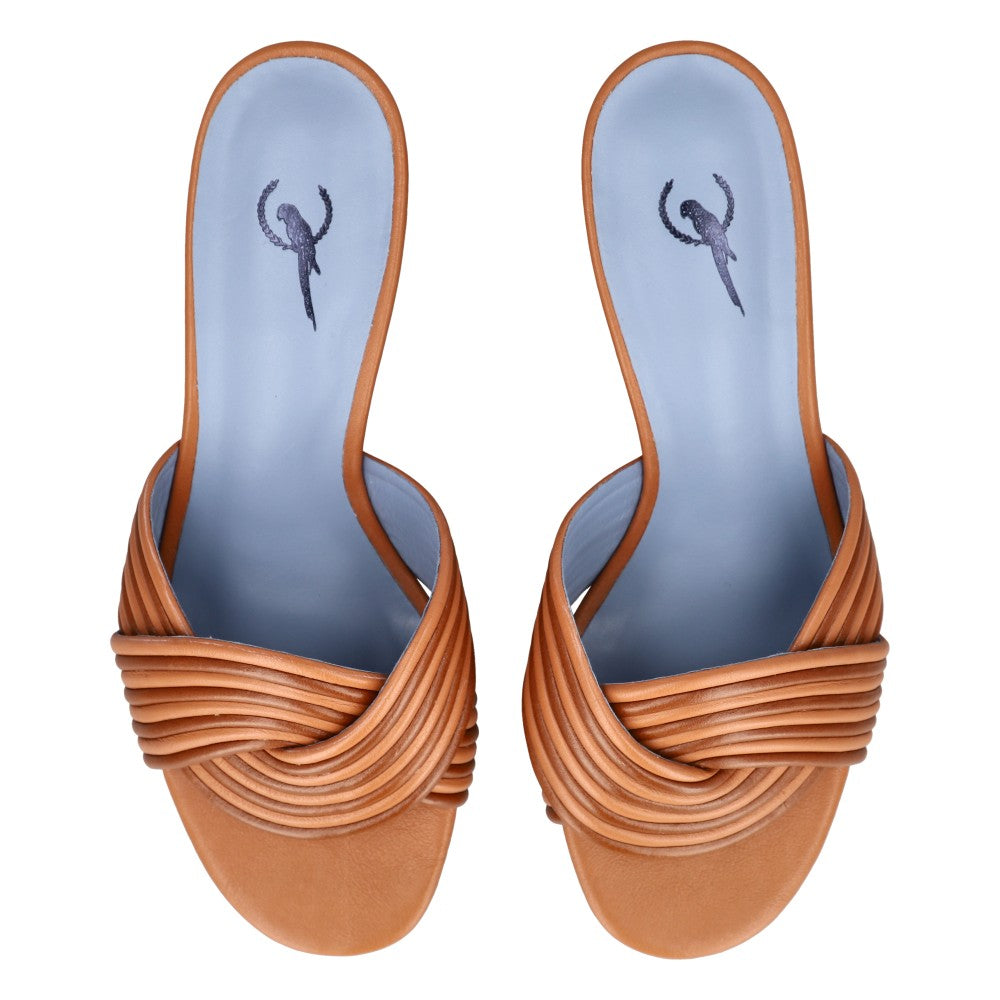 Mule Flair Couro Caramelo