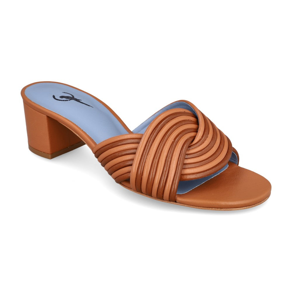 Mule Flair Couro Caramelo