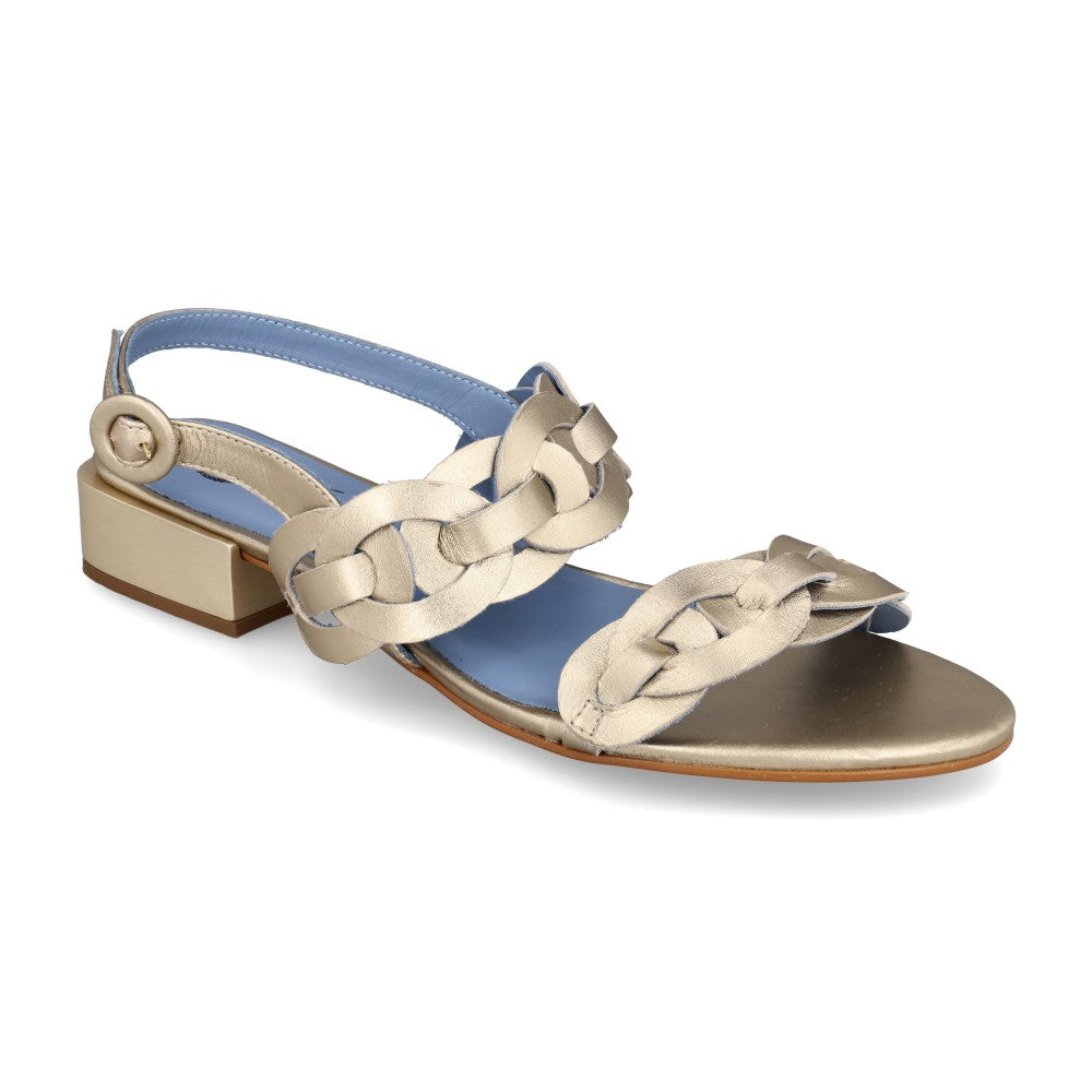 Rasteira Aros Couro Ouro Light