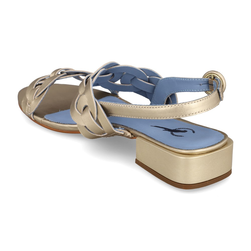 Rasteira Aros Couro Ouro Light