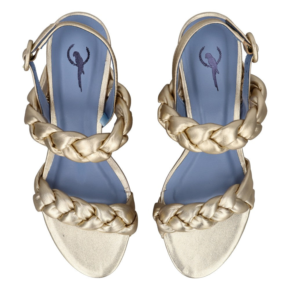 Sandália Braids Couro Ouro Light