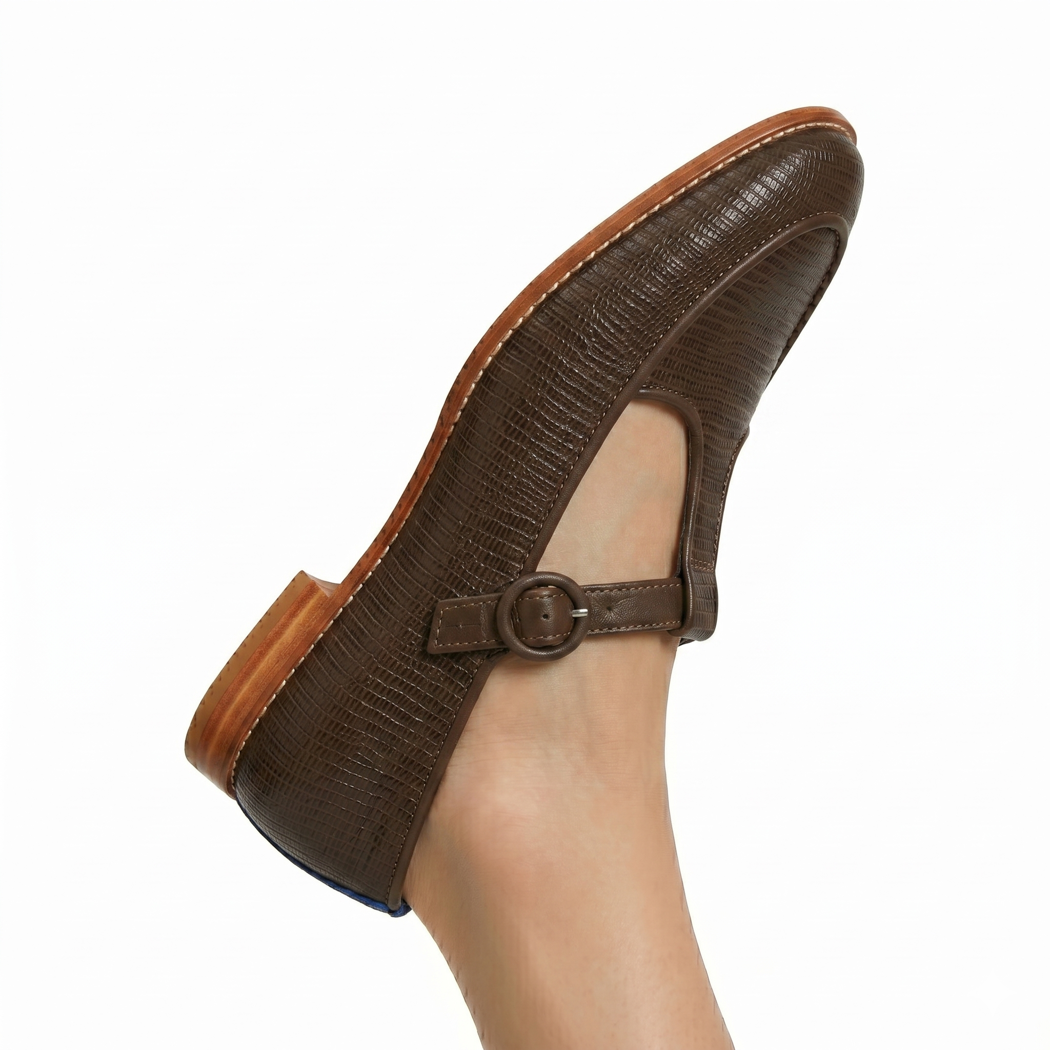 Loafer buckle Lezard Couro Marrom