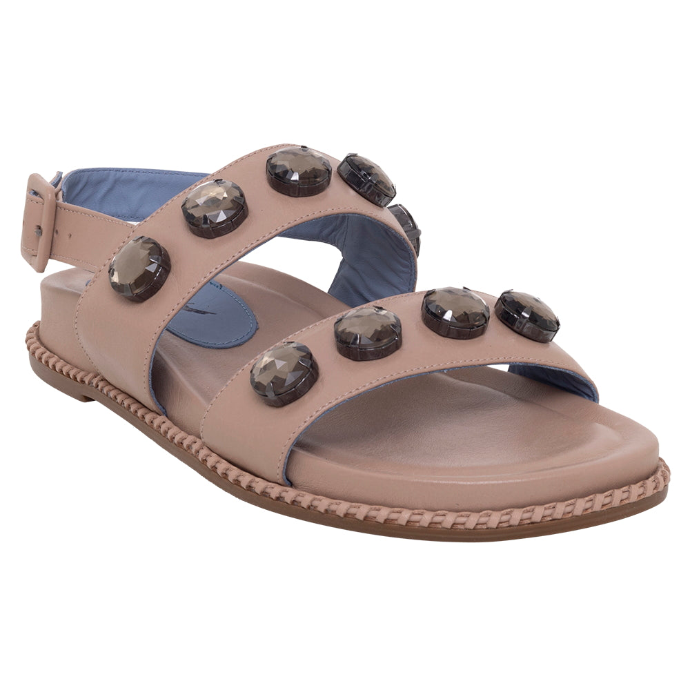 Papete Catarina Stones Couro Bege