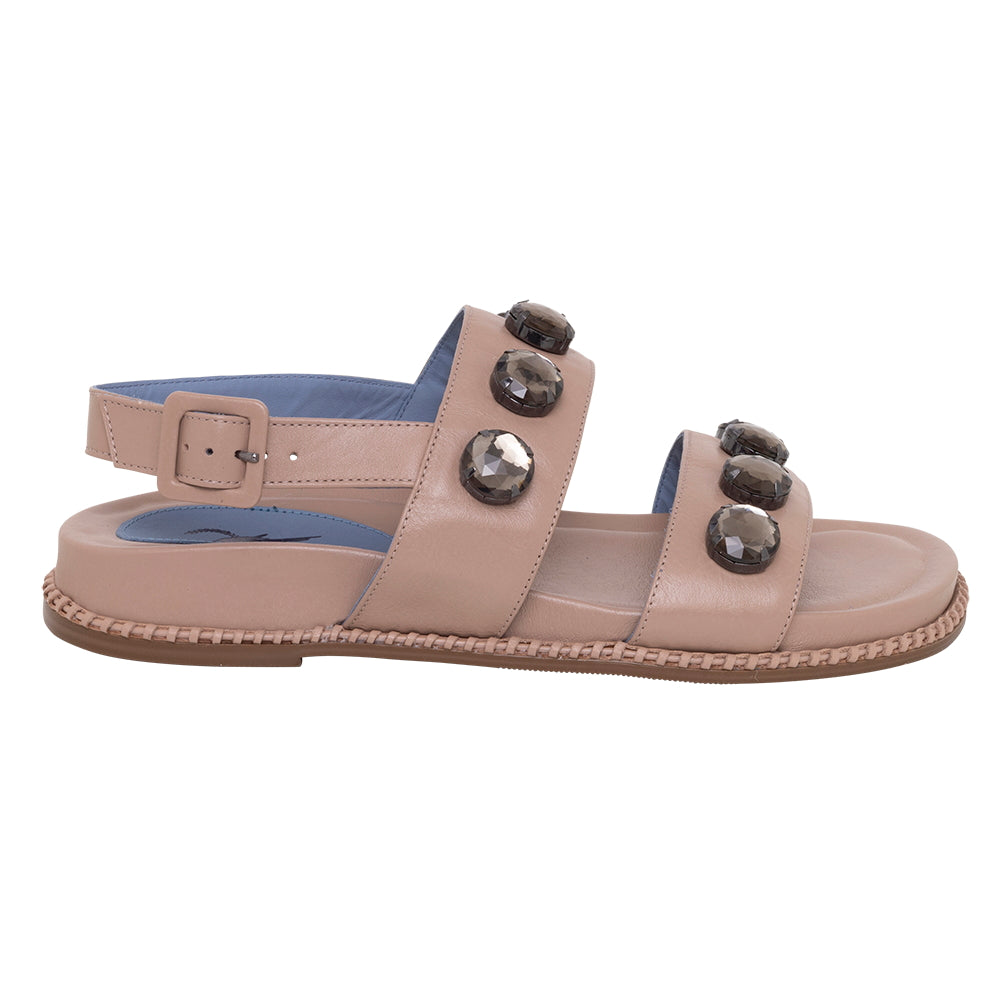 Papete Catarina Stones Couro Bege