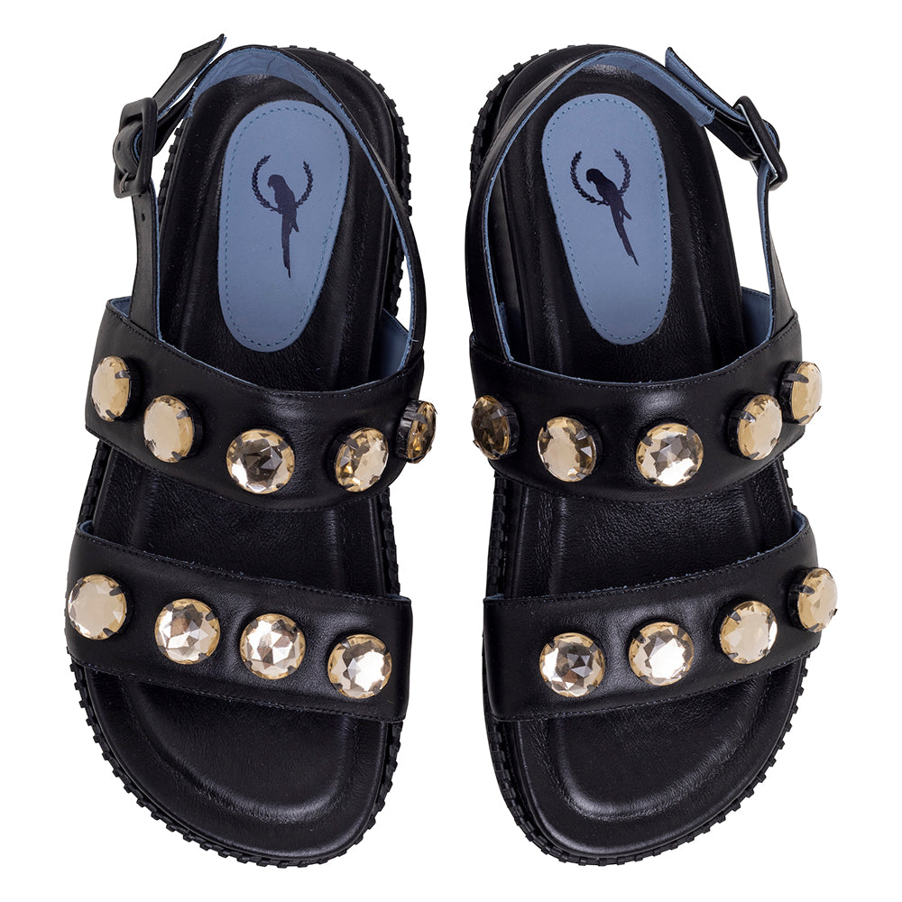 Papete Catarina Stones Couro Preto