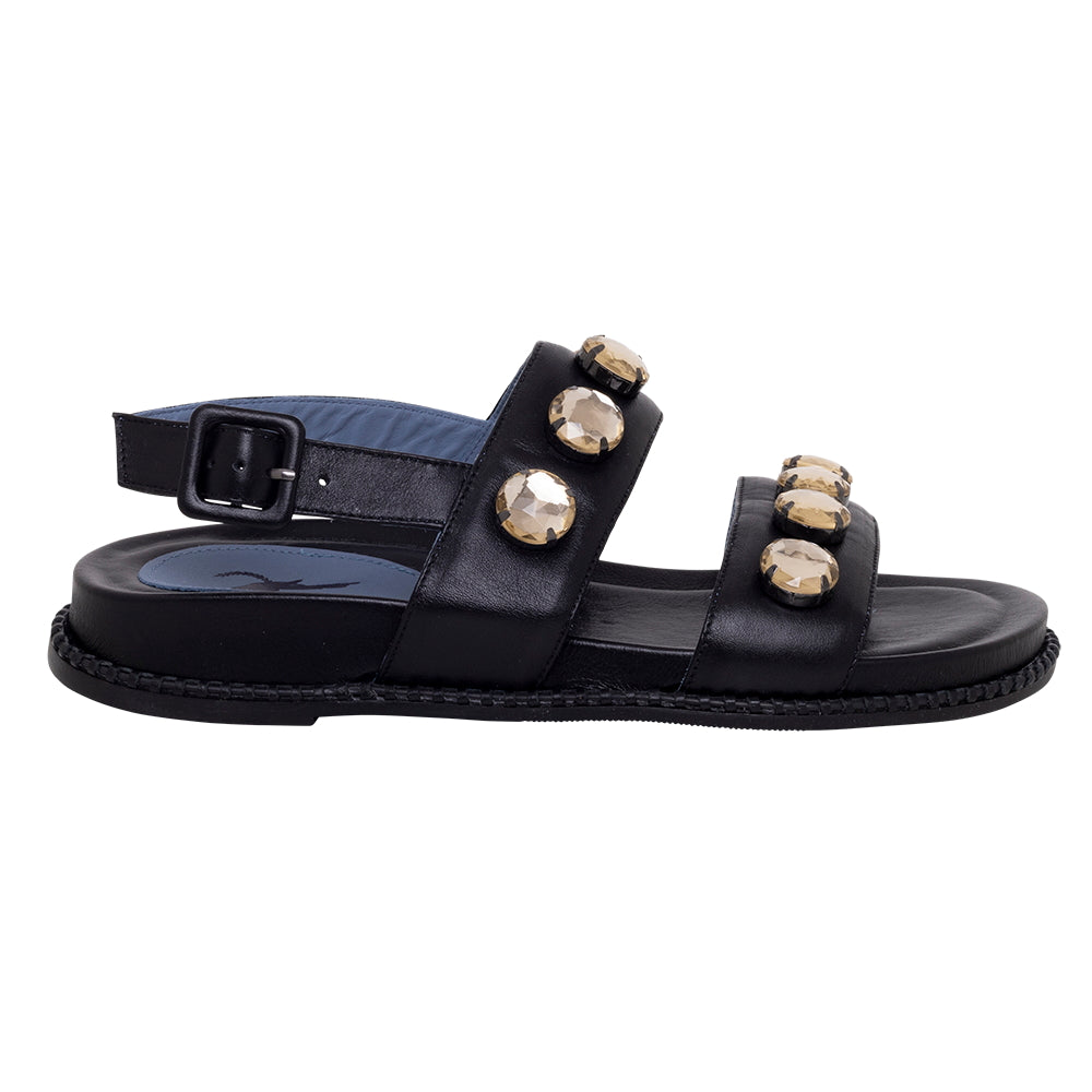 Papete Catarina Stones Couro Preto