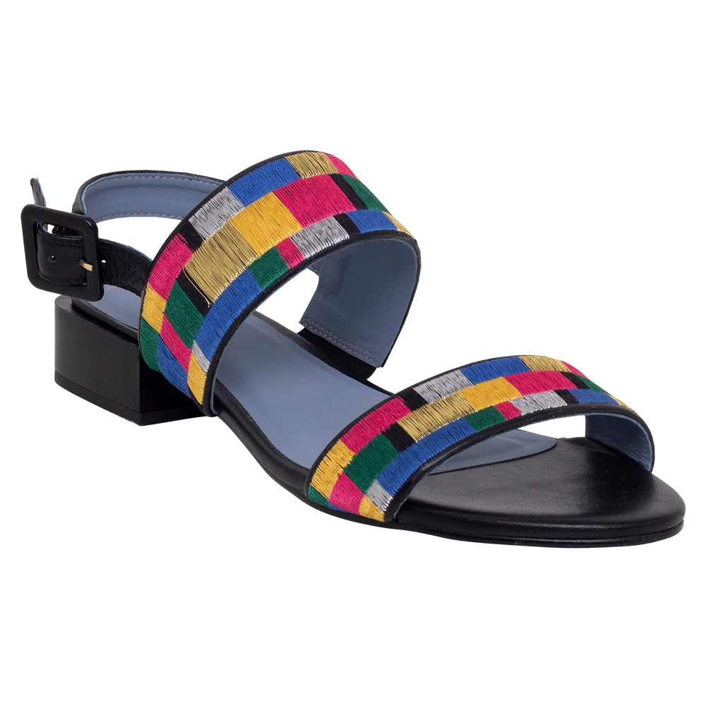 Rasteira Quilt Couro Preto