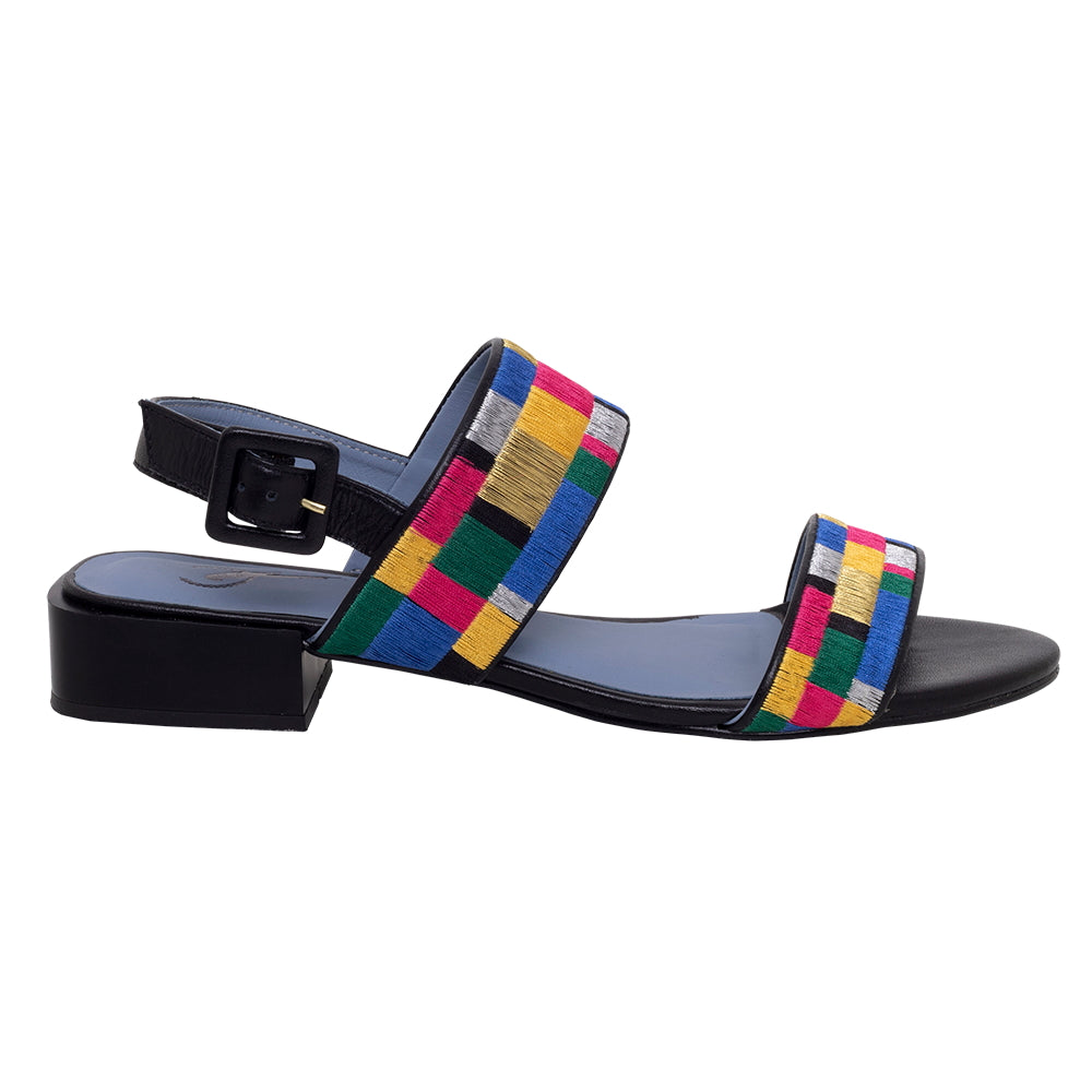 Rasteira Quilt Couro Preto