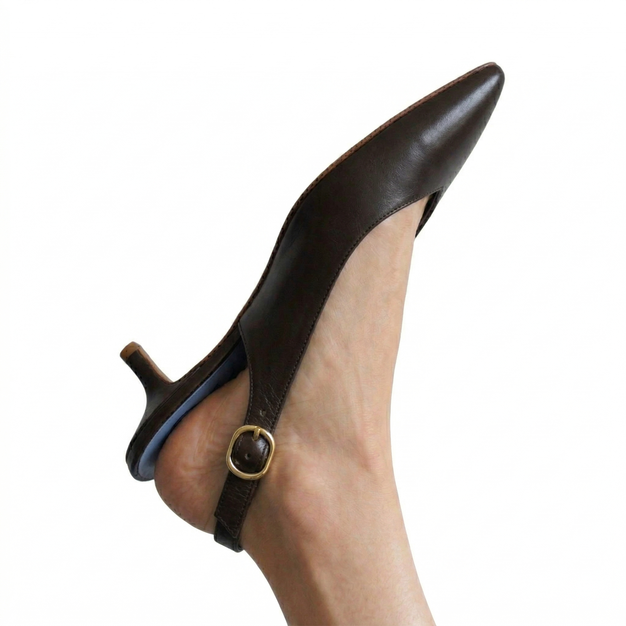 Slingback Basic Couro Chocolate