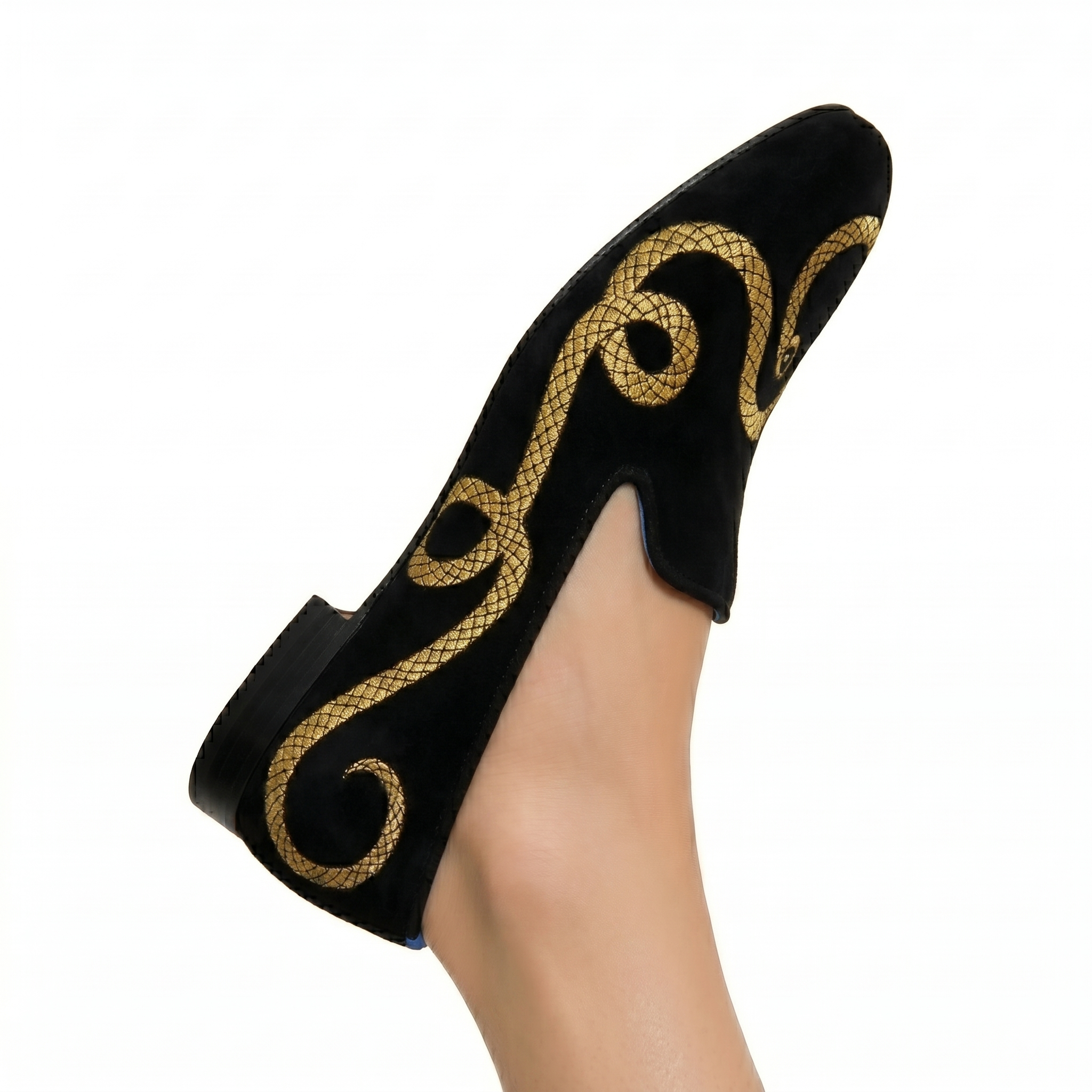 Loafer Serpente Camurça Preto