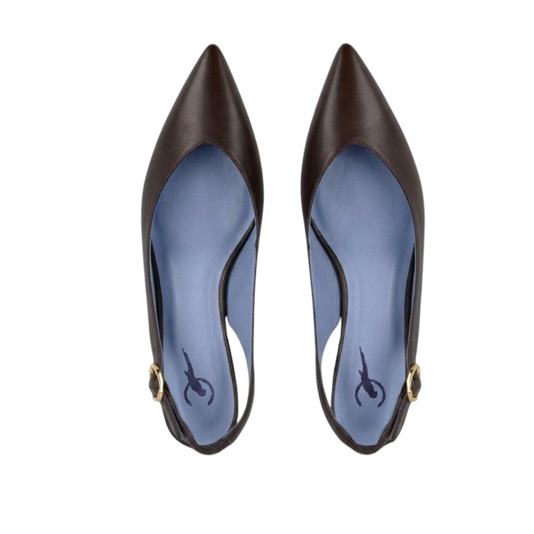 Slingback Basic Couro Chocolate 2