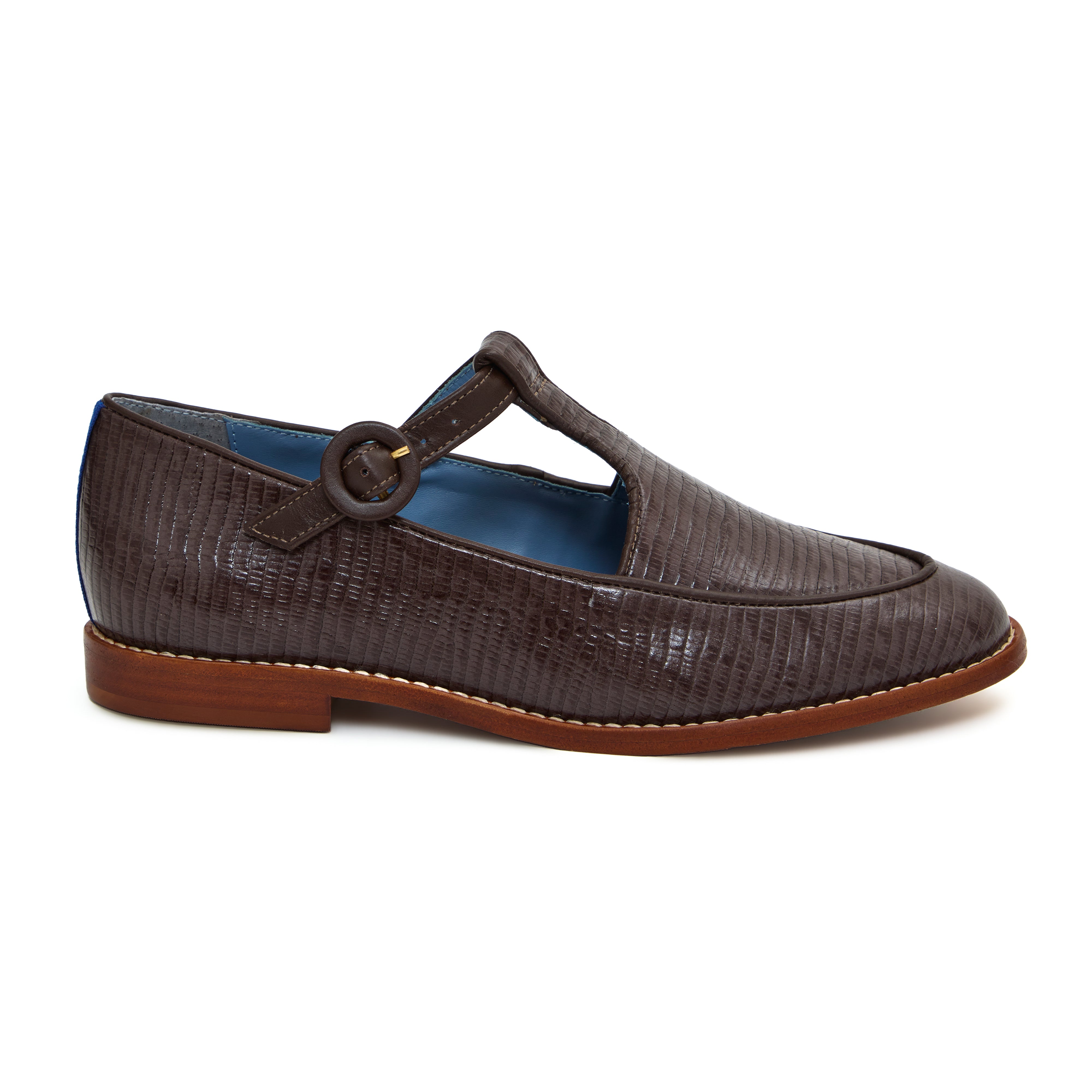 Loafer buckle Lezard Couro Marrom