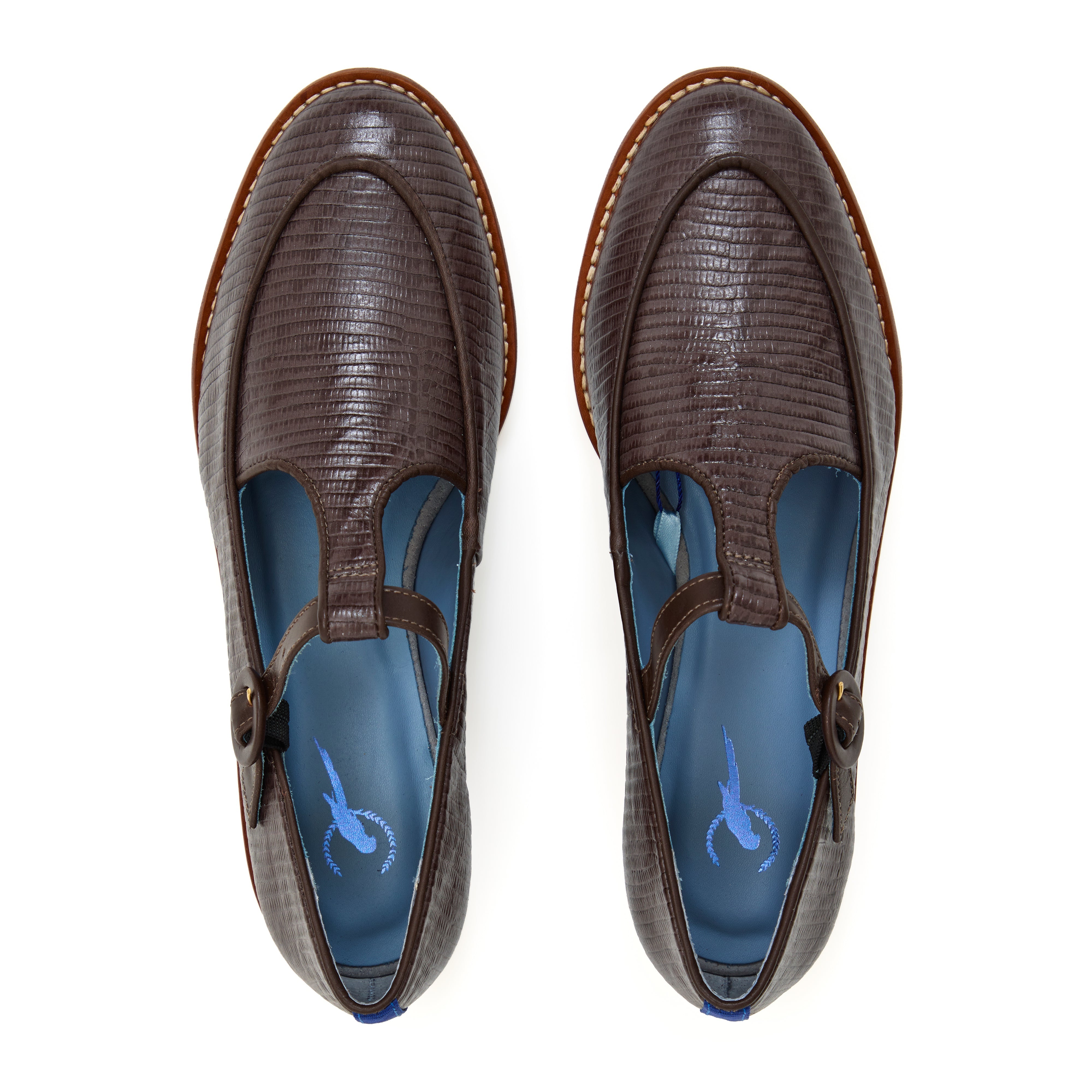 Loafer buckle Lezard Couro Marrom