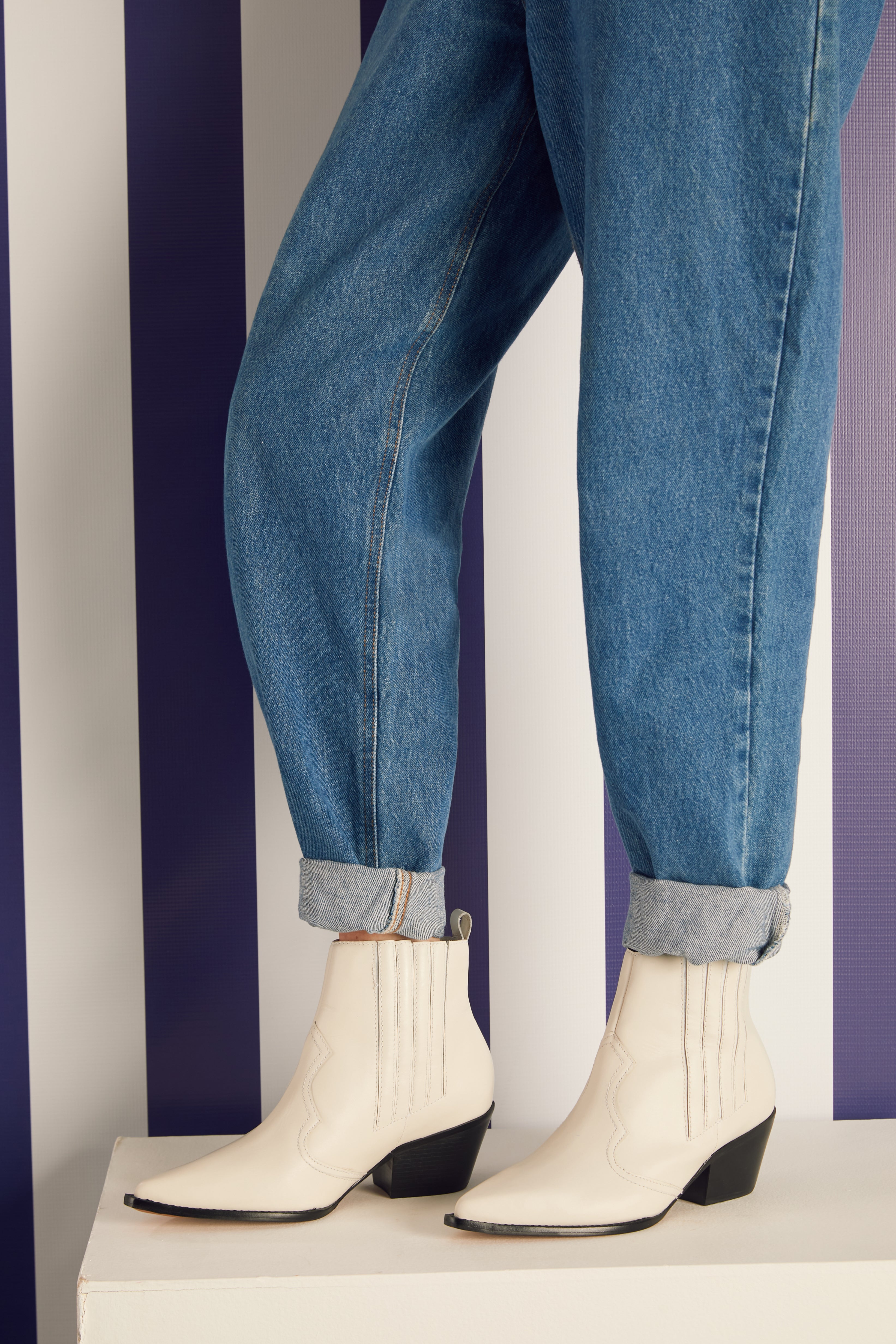 Bota Couro Country Low Off White
