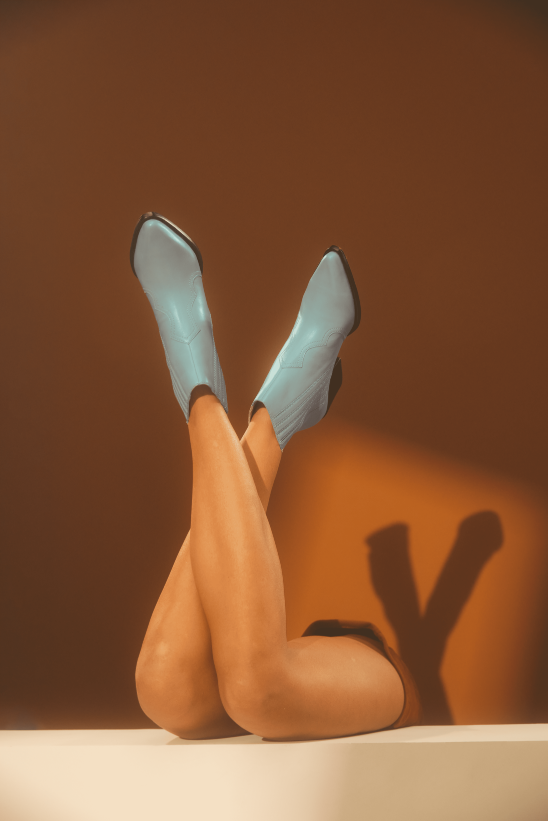 Bota Couro Country Low Azul Claro